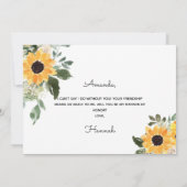 Bent u mijn matron van het eervolle zonnebloemvoor kaart (Achterkant)