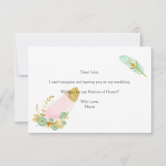 Bent u mijn matron van Honor Boho Pink en Gold? (Achterkant)