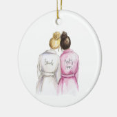 Bent u mijn MOH? Bl Bun Bride Dk Br Bun Maid Keramisch Ornament (Links)