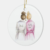 Bent u mijn MOH? Br Bun Bride Bl Bun Maid Keramisch Ornament (Links)