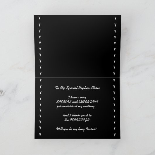 Bent u mijn Ring Bearer Weddenschap V4? (Binnen)