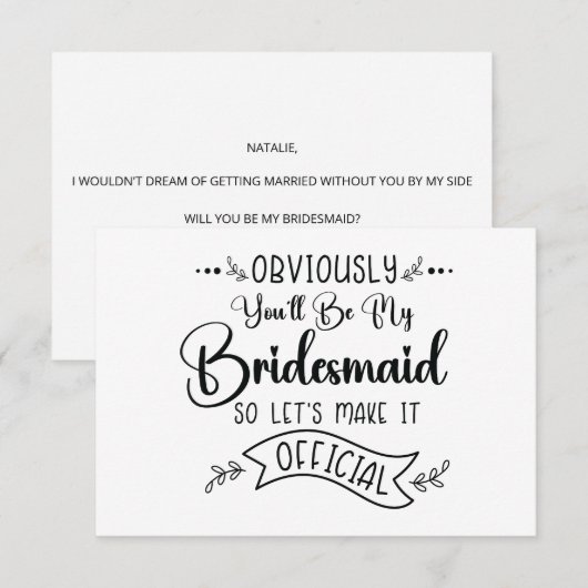 Bent u mijn uitnodiging voor het Bridesmaid? (Voorkant / Achterkant)