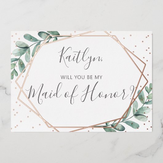 Bent u mijn vriend van Eucalyptus Geometric? Folie Uitnodiging (Voorkant)