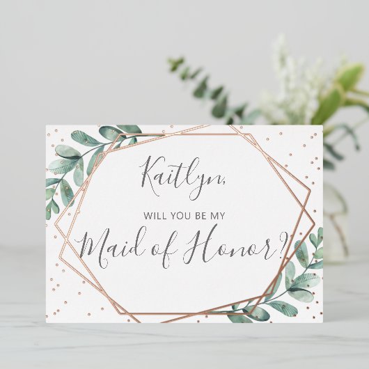 Bent u mijn vriend van Eucalyptus Geometric? Folie Uitnodiging (Staand Voorkant)