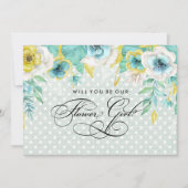 Bent u onze Bloemenmeisje? Mint Floral Burlap Kaart (Voorkant)