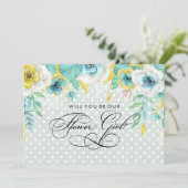 Bent u onze Bloemenmeisje? Mint Floral Burlap Kaart (Staand voorkant)