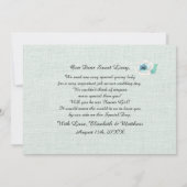 Bent u onze Bloemenmeisje? Mint Floral Burlap Kaart (Achterkant)