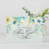 Bent u onze Bloemenmeisje? Mint-Gele Floral Kaart (Staand voorkant)