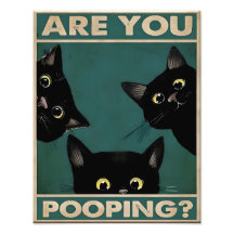 Bent u poepen Grappige Kat Badkamer Muur Teken Pri