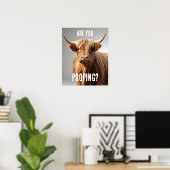Bent u Pooping Funny Highland Koe Toilet Badkamer Poster (Thuiskantoor)