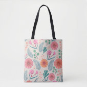 Bentekflank flesje Botanische Patroonkleurige Canv Tote Bag (Voorkant)