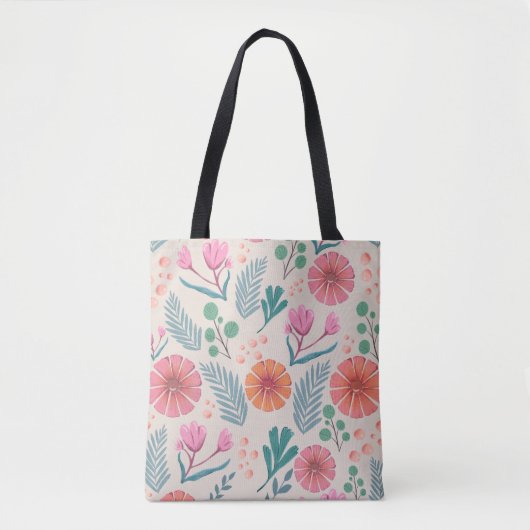 Bentekflank flesje Botanische Patroonkleurige Canv Tote Bag (Voorkant)