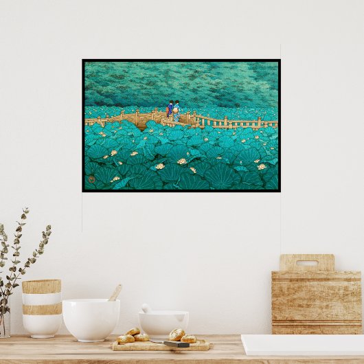 Benten Pond bij het sjiitische Kawase Hasui-japans Poster (Keuken)