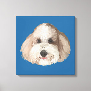 Bentley Portret Huisdier Tekening Donkerblauw Canvas Afdruk