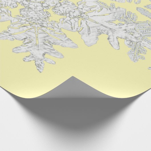 BENTLEY SNOWFLAKS OP GEEL GIFT WRAPPINGSPAPIER CADEAUPAPIER (Hoek)