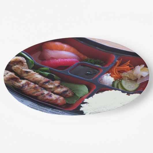 Bento Box Sushi Japans rijstvoedsel Papieren Bordje (Gekanteld)