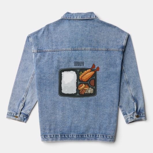 Bento-cartoon illustratie denim jacket (Achterkant)