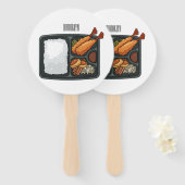 Bento-cartoon illustratie handwaaier (Voorkant en achterkant)