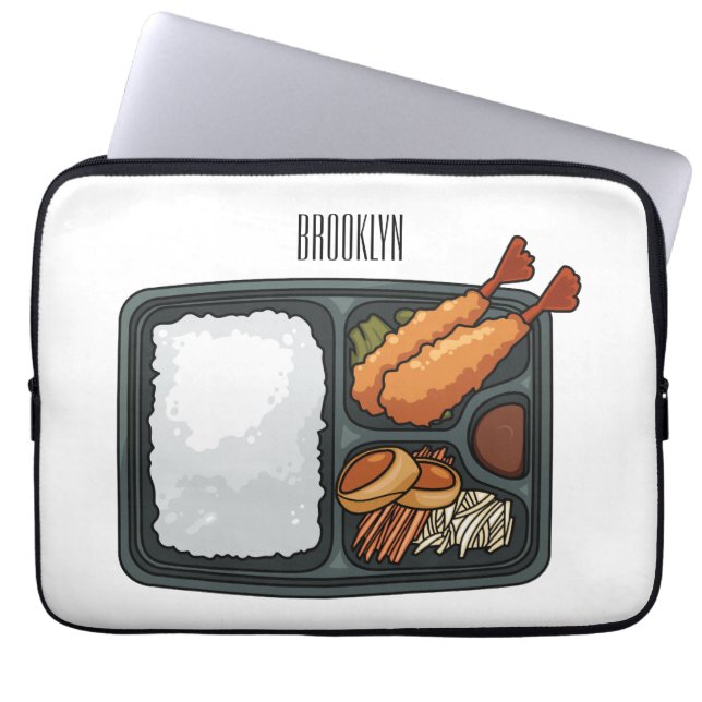 Bento-cartoon illustratie laptop sleeve (Voorkant)