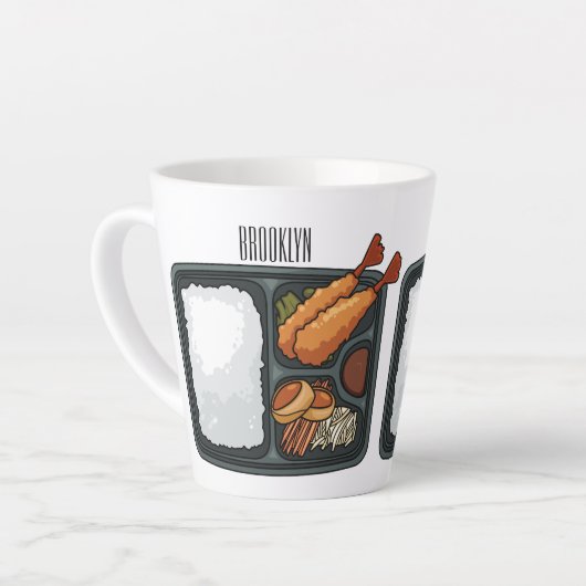 Bento-cartoon illustratie latte mok (Linkerhoek)