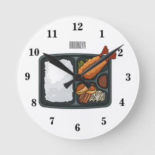 Bento-cartoon illustratie ronde klok
