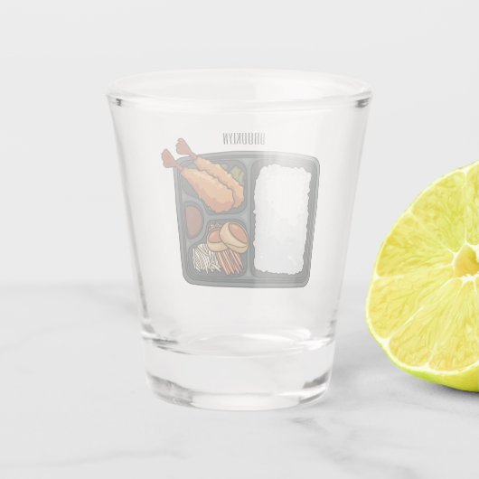 Bento-cartoon illustratie shot glas (Achterkant)