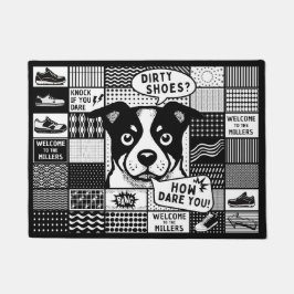 Bento-raster met humor en hond in popartstijl deurmat
