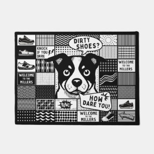 Bento-raster met humor en hond in popartstijl deurmat