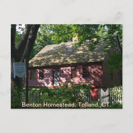 Benton Homestead, Tolland, CT. Briefkaart (Voorkant)