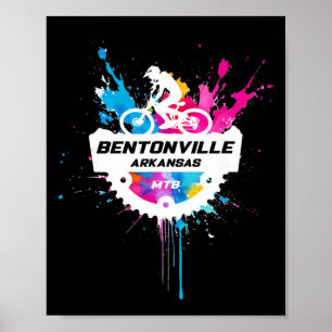Bentonville Arkansas Mountainbiken Kleurrijke Pijn Poster