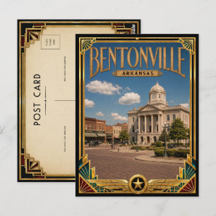 Bentonville Arkansas Vintage Art Deco Gouden Tijdp Briefkaart