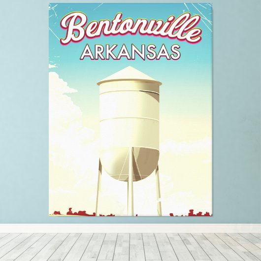 Bentonville, reisposter Arkansas. Canvas Afdruk (Insitu (Houten vloer))