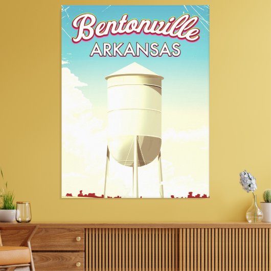 Bentonville, reisposter Arkansas. Canvas Afdruk (Insitu (Woonkamer))
