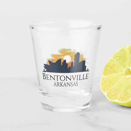 Bentonville Silhouet, Arkansas Shot Glas (Voorkant)