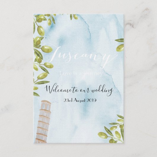 Benvenuti Italia Toscaanse bruiloft Informatiekaartje (Voorkant)