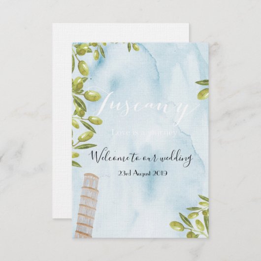 Benvenuti Italia Toscaanse bruiloft Informatiekaartje (Voorkant / Achterkant)