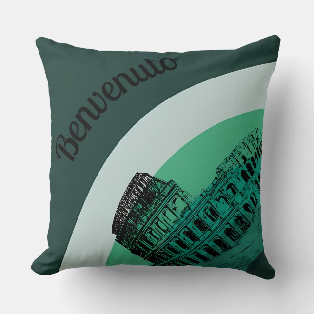 Benvenuto Rome Colosseum Retro Art Sierkussen (Voorkant)