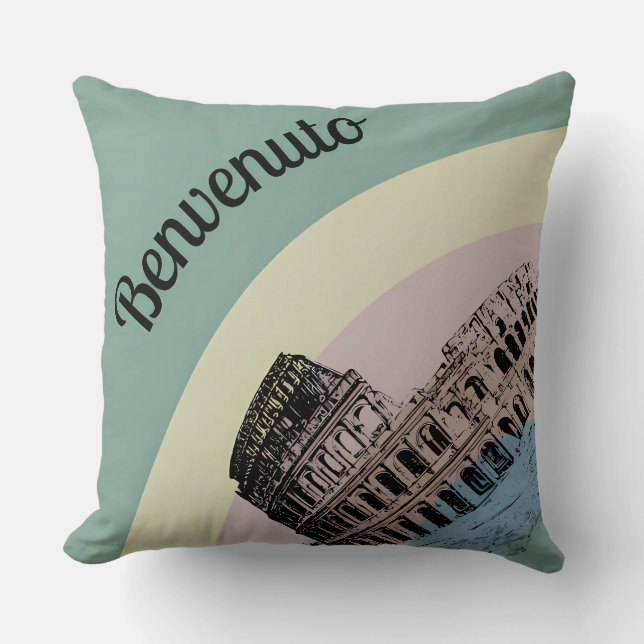 Benvenuto Rome Colosseum Retro Art Sierkussen (Voorkant)
