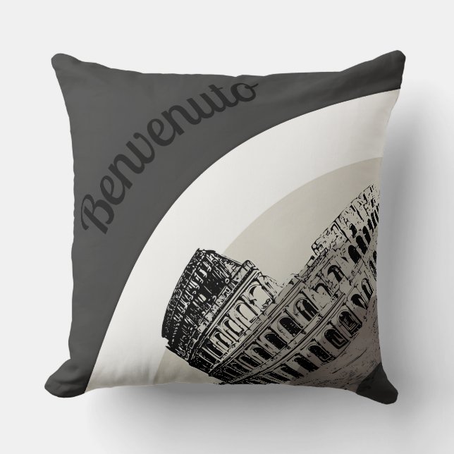 Benvenuto Rome Colosseum Retro Art Sierkussen (Voorkant)