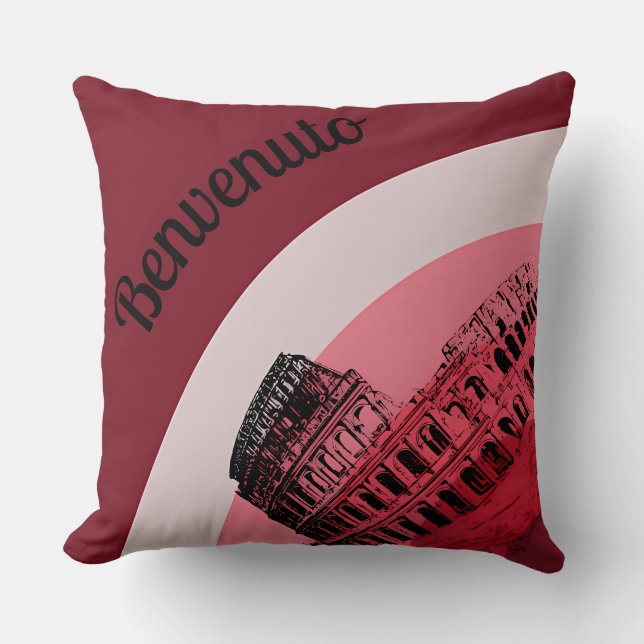 Benvenuto Rome Colosseum Retro Art Sierkussen (Voorkant)