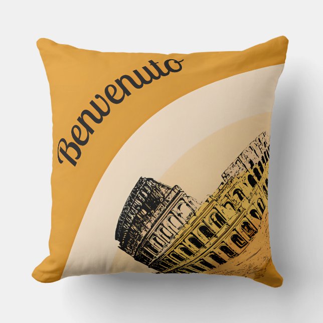 Benvenuto Rome Colosseum Retro Art Sierkussen (Voorkant)