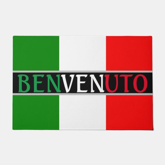 Benvenuto Welkom op Italiaanse vlag Deurmat (Voorkant)