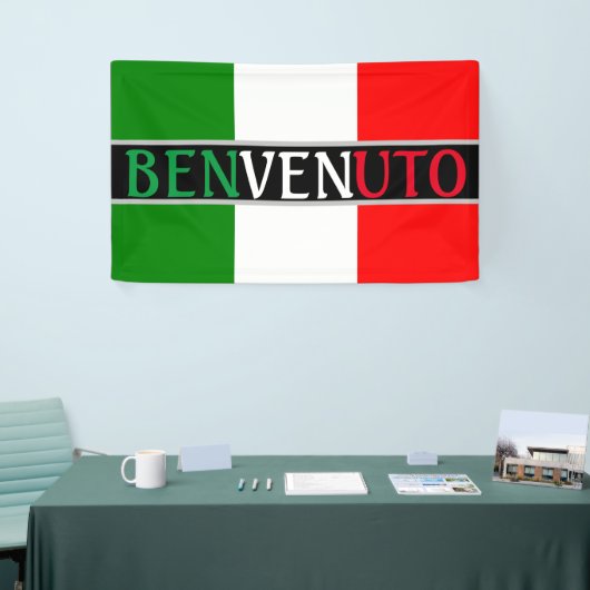 Benvenuto Welkom op Italiaanse vlag Spandoek (Beurs)