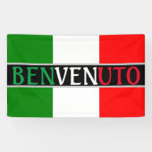 Benvenuto Welkom op Italiaanse vlag Spandoek (Horizontaal)