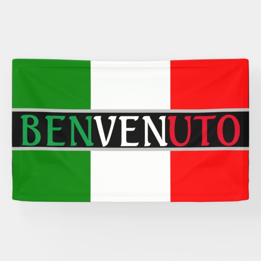 Benvenuto Welkom op Italiaanse vlag Spandoek (Horizontaal)