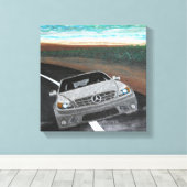 Benz op benz canvas afdruk (Insitu (Houten vloer))