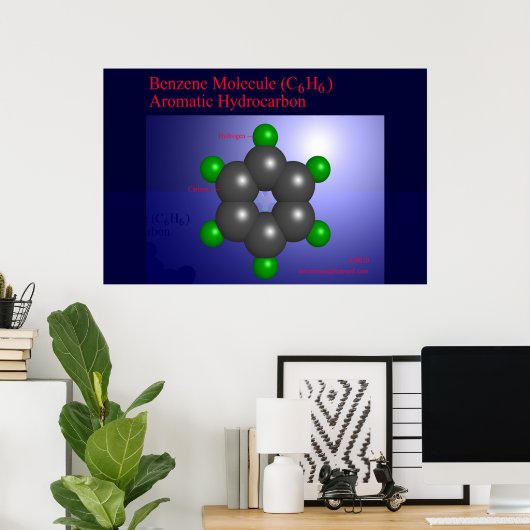 Benzeen Molecule (afdruk) Poster (Thuiskantoor)