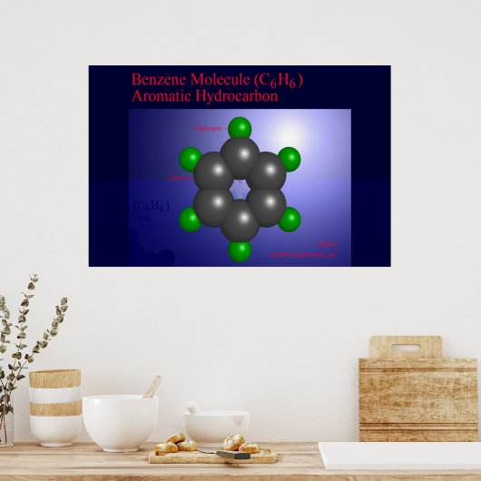 Benzeen Molecule (afdruk) Poster (Keuken)