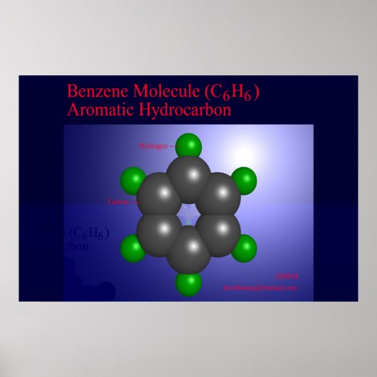 Benzeen Molecule (afdruk) Poster (Voorkant)