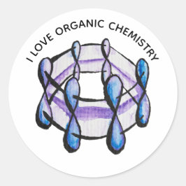 Benzene Molecule Love Chemistry Ronde Sticker